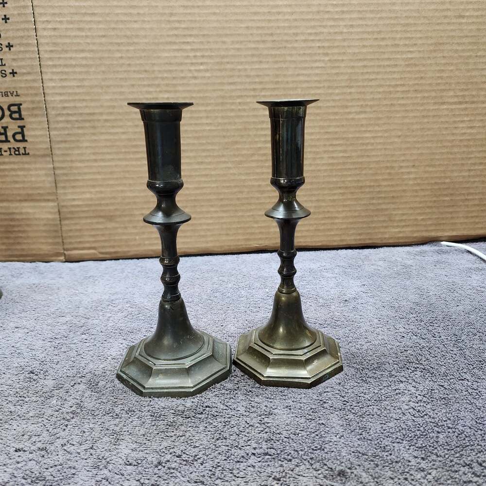 Set of 2 Solid brass candlesticks candle holders b55